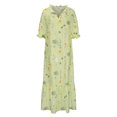 thumbnail image 4 of ICHUANYI Clearance Fashion Women's Casual Spring And Summer V-neck Three-quarter Sleeve Printed Dress(Yellow, XXL) ICHUANYI WER2023081003459, 4 of 6
