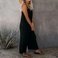 thumbnail image 3 of Adjustable Strap Jumpsuits Women V Neck Casual Summer Sleeveless Loose Jumpsuit Long Pants Rompers with Pockets Black XL, 3 of 7