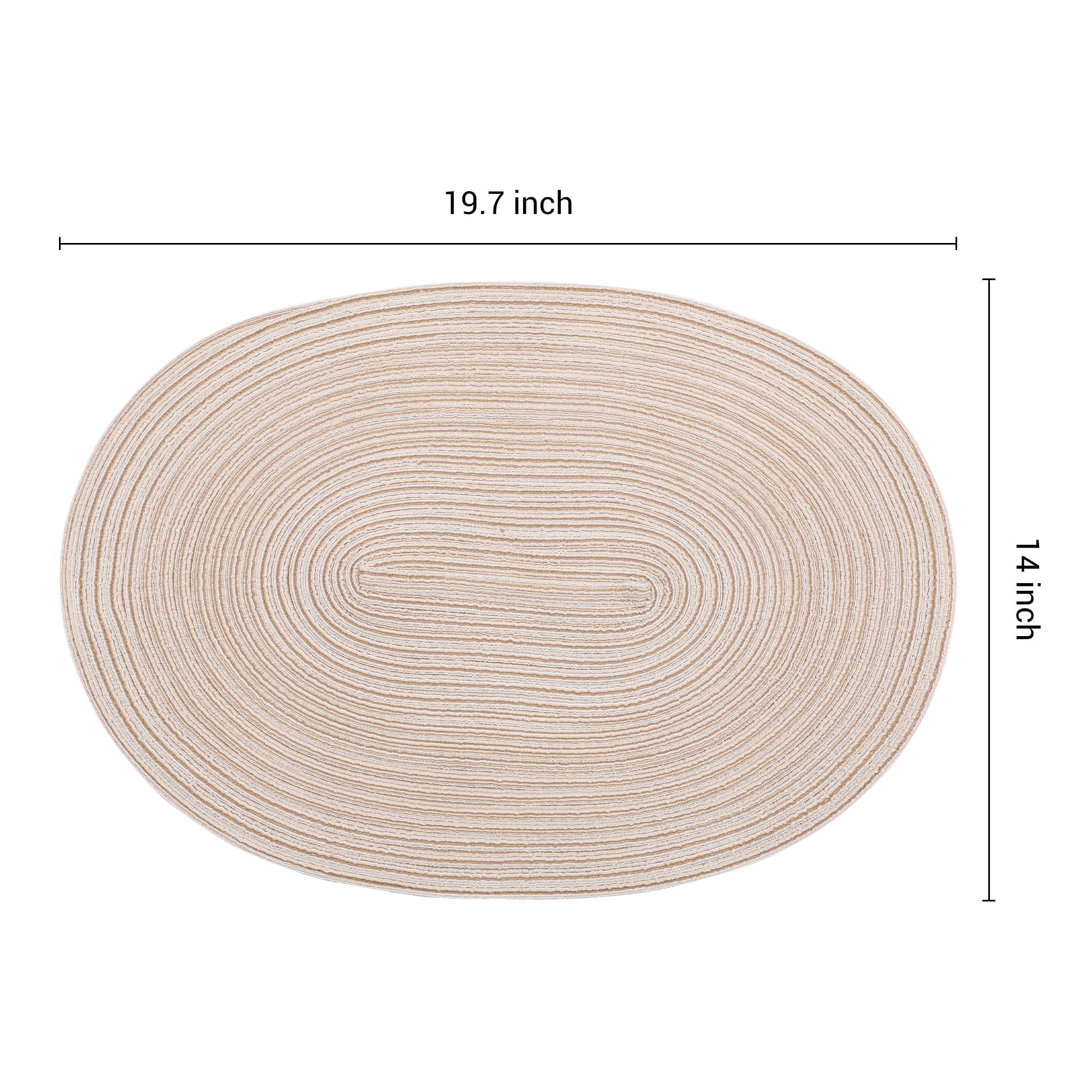 Unique Bargains Farmhouse Placemats Oval Placemats for Dining Table 6pk Beige 19.7x14Inch