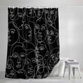 thumbnail image 3 of Shower Curtains for Bathroom, Abstract Style Waterproof Fabric Shower Curtain, Black Face Line Modern Character Art Decorative Bathroom Curtain for Bathtub, 72"x84", No Hooks Included, 3 of 9