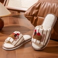 thumbnail image 5 of NexTorq Striped Dachshund Fuzzy Open Toe Slippers for Women Wide Large Size Slip On Indoor Bedroom House Slippers Soft Fluffy Comfort Womens Home Footwear, Coffee, 8, 5 of 9