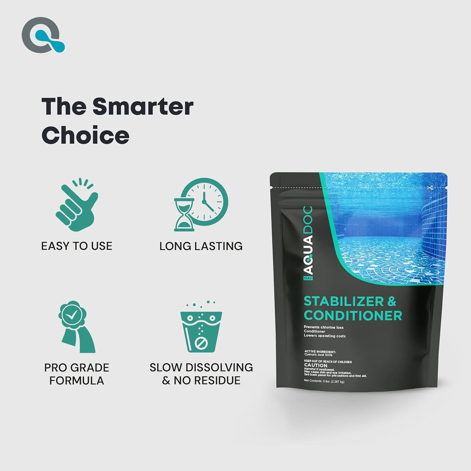 MAV AquaDoc Pool Stabilizer and Conditioner - 5lb - Cyanuric Acid Stabilizer for Swimming Pools - Pool Chemicals Made in The USA