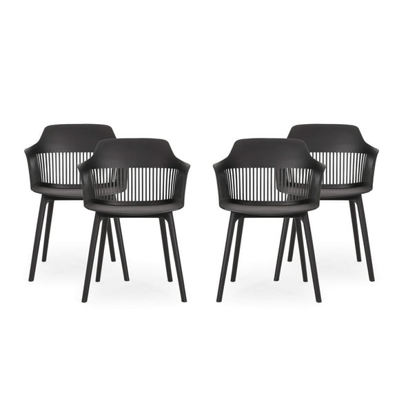 Christopher Knight Home Ladonna Outdoor Dining Chair Set of 4, Black