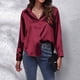 thumbnail image 3 of Blusa de satén y seda con botones para mujer: camisa de oficina holgada de manga larga y cuello en V, prenda versátil para todas las estaciones, ideal para el trabajo y para looks informales., 3 of 7