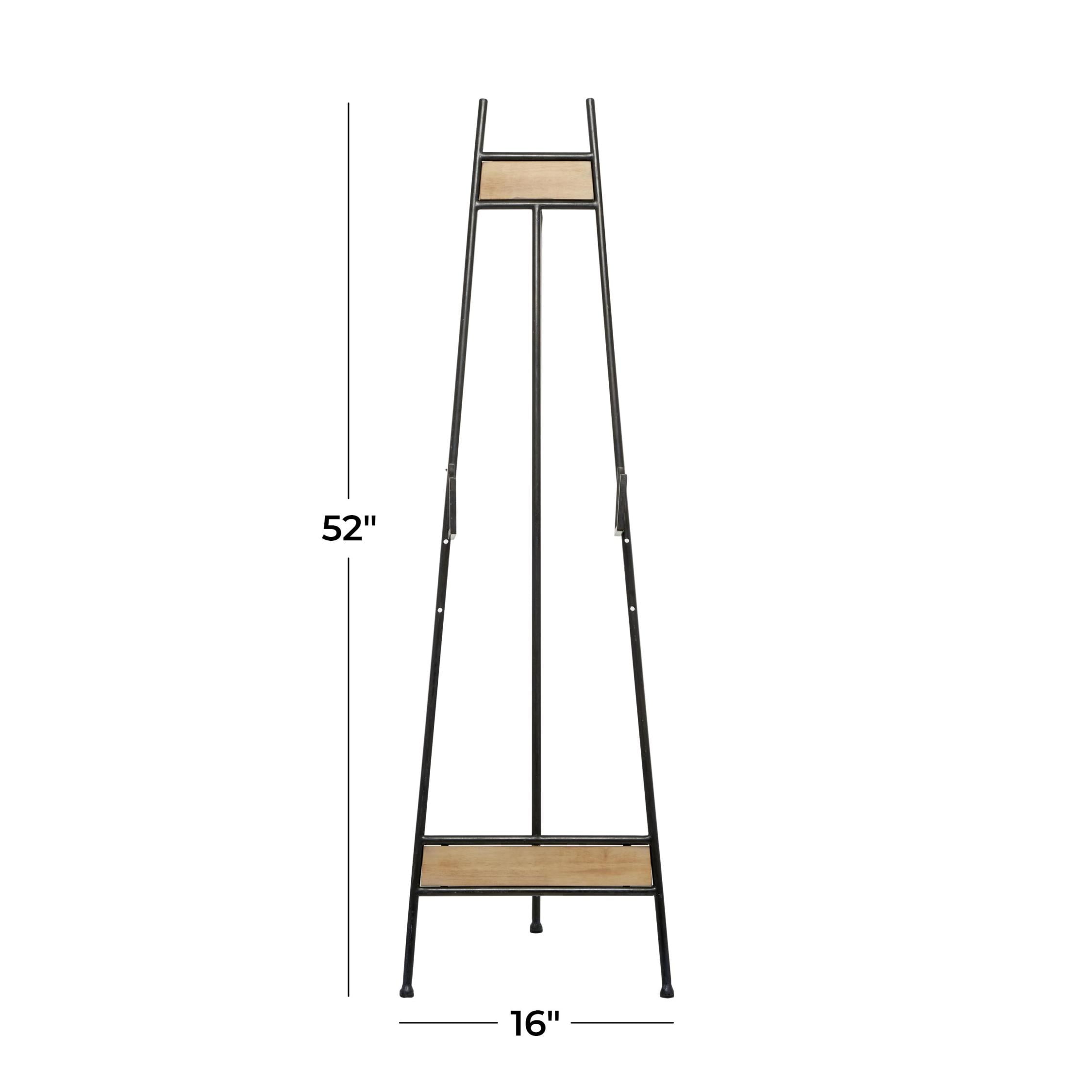 DecMode 16" x 52" Black Metal Tall Adjustable Floor 3 Tier Easel with Wood Panels, 1-Piece