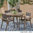 thumbnail image 4 of Noble House Lockett 5 Piece Outdoor Round Dining Set in Gray and Black, 4 of 17