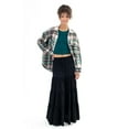 thumbnail image 3 of Green Double Ribbed Long Sleeve Crop Top - Casual Ribbed Knit Tee, 3 of 4