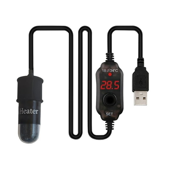 WEIPING Aquarium Fish Tank Heater USB LED Heating Rod Adjustable Temp Controller Small Aquarium Fish Turtle Tank Heater Protection