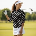 thumbnail image 3 of Garronmavis Black Polka Dots Women's Golf Shirt and Sun Visor Hat Set Lightweight Golf Tennis Shirts Sports Sun Visor Hat for Yoga or Daily Wear 4-Way Stretch Breathable Fabric Fit Plain, 3 of 7