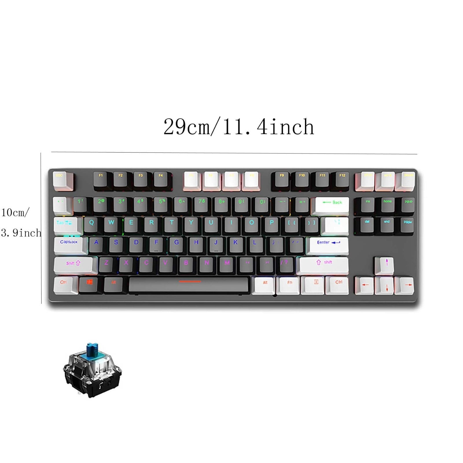 Wired Mechanical Gaming Keyboard with RGB Backlight and No Ghosting 61 Keys Illuminated USB Keyboard Blue Switches for DDR4 Desktops