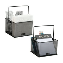 Mind Reader Utensil Holder, Silverware Organizer, Caddy, Kitchen, 7"L x 7"W x 5"H, Set of 2, Black