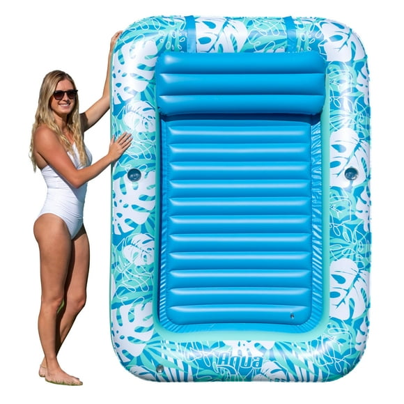 Tumbona inflable para broncearse para piscina, tamaño Aqua, tamaño extra grande, color verde azulado