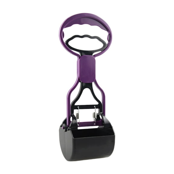 Beautynvta Dog Pooper Scooper with Short Handle, 11'' Tall Dual-Spring Pet Pooper Scoope, Portable Outdoor Feces Cleaning Tool, Purple