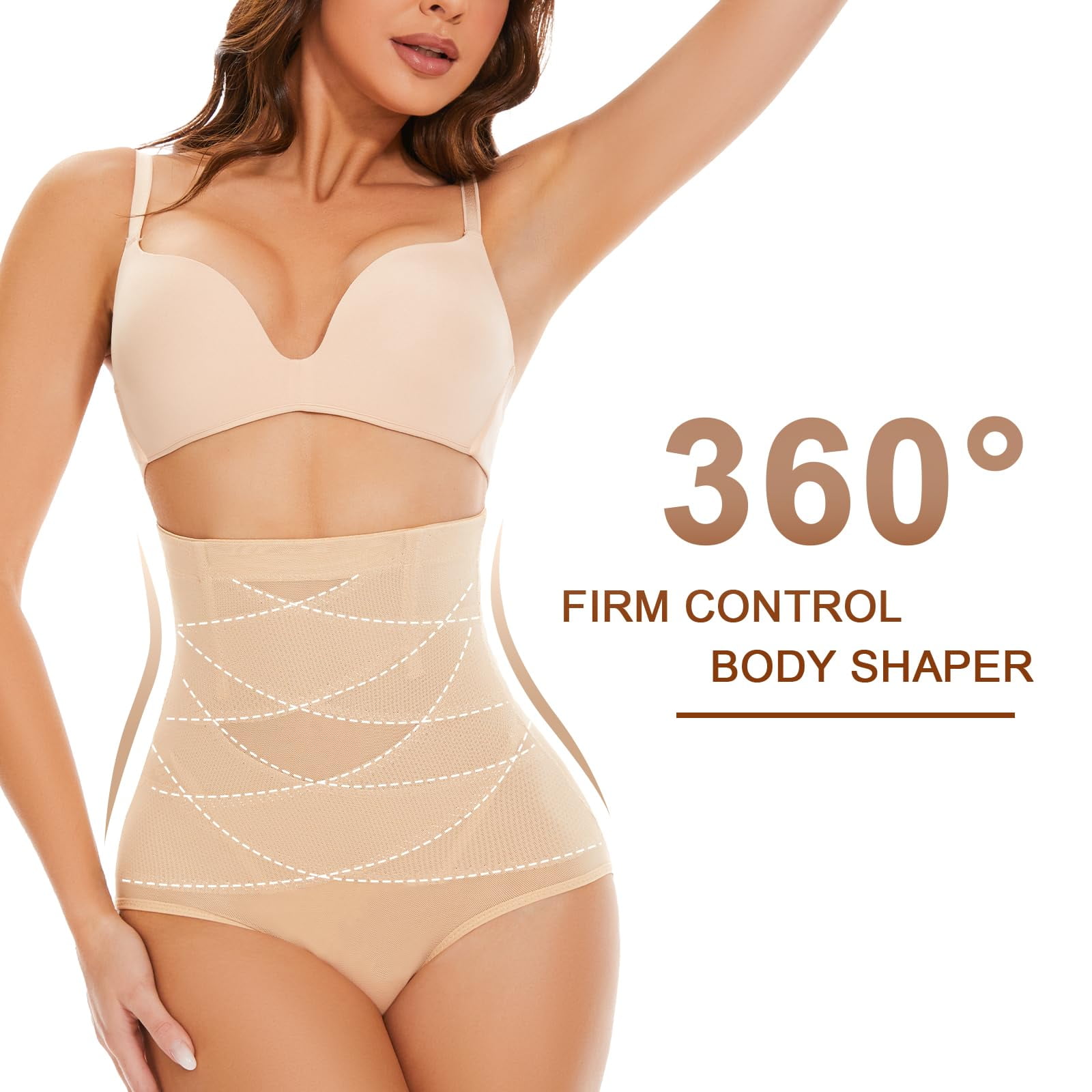 2 Packs Shapewear for Women Tummy Control High Waisted Body Shaper Extra Firm Girdle Waist Trainer Stomach Shapewear