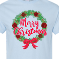 thumbnail image 4 of Inktastic Merry Christmas Wreath with Red Bow and Ornaments T-Shirt, 4 of 5