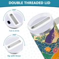 thumbnail image 3 of Yayeee 40oz Stainless Steel Tumbler with Straw and Handle Double-Wall Insulated Travel Water Bottle, Beige Floral Wave, 3 of 8