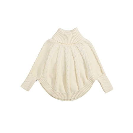 

LisenraIn Toddler Baby Girl Sweater Cloak High Neck Long Batwing Sleeves Knitted Pullover Dress Outwear