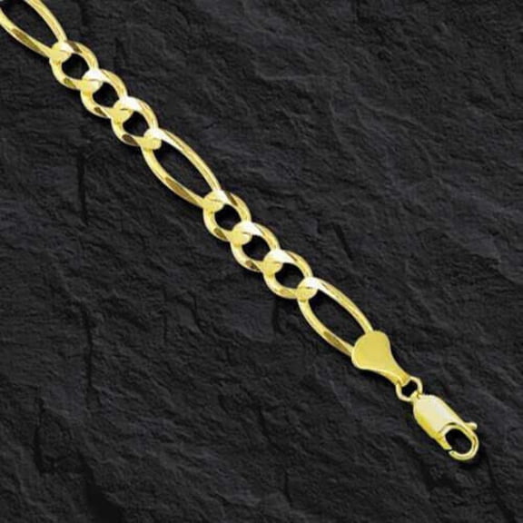 10K 24in Yellow Gold Diamond Cut/Textured Royal Figaro Chain with Lobster Clasp, Approx 30.5g