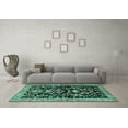thumbnail image 3 of Ahgly Company Machine Washable Indoor Rectangle Animal Turquoise Blue Traditional Area Rugs, 5' x 8', 3 of 4