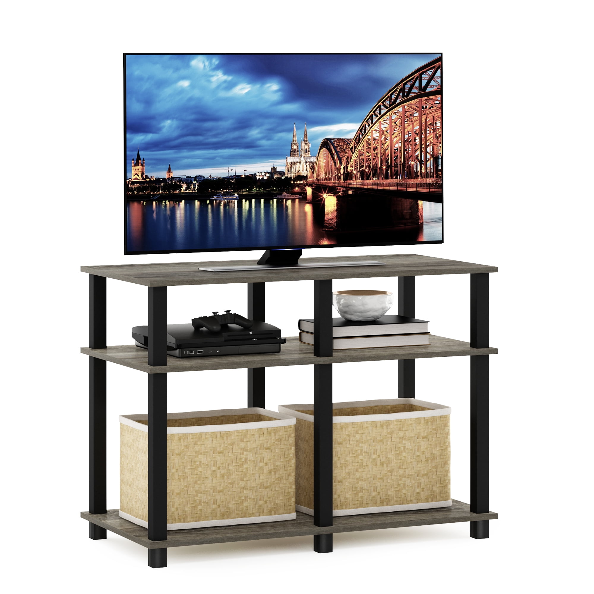 Furinno Romain TurnNTube TV Stand for TV up to 40 Inch, French Oak