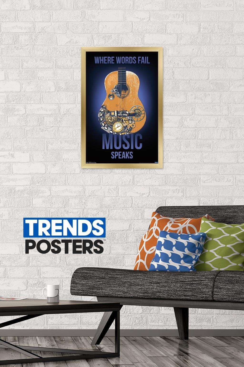 Music Speaks Wall Poster, 14.725" x 22.375", Framed