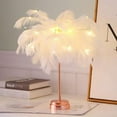 Feather Table Lamp, Feather Lampshade LED Night Lamp Bedside Table