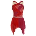 thumbnail image 3 of dPois Robe de Danse Sans Manches Irrégulière pour Femmes Justaucorps de Ballet Patinage Artistique Robe de Danse Moderne Rouge G, 3 of 5