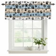 thumbnail image 2 of Blue Beige Paw Print Valances for Windows, Decorative Rod Pocket Window Valance Curtains, Vintage Farmhouse Rustic Wooden Grain Short Curtain Drapes for Kitchen/Living Room, 2 Panels, 42" W x 18" L, 2 of 8