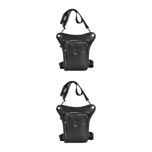 Qarigey Riñonera duradera para hombre, ajustada, adecuada para muchas cosas, informal para el trabajo, bolsa para pierna de motocicleta Negro 2Conjunto