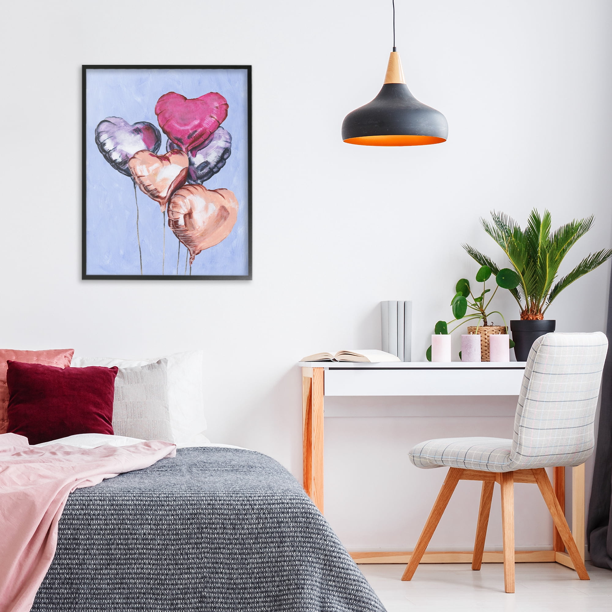 Stupell Industries Vibrant Heart Balloons Black Framed Giclee Art, design by Michael Willett