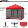 thumbnail image 3 of ABCCANOPY 10 ft x 10 ft Easy Pop up Outdoor Canopy Tent With Netting, Red, 3 of 6