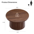 thumbnail image 6 of ROGALIS 31.5" Round Tambour Design Coffee Tables for Living Room, Mid Century Modern Wood Coffee Tablewith Spacious Tabletop, Art Deco Sturdy Circle Coffee Table, Walnut, 6 of 6
