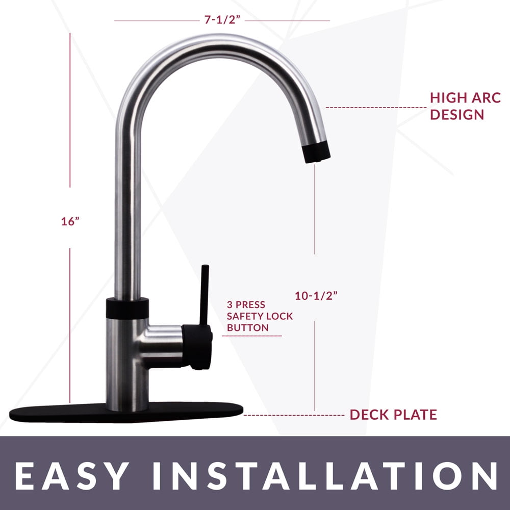 Westbrass KH31B-62 HotMaster 3 in 1 Single Handle Dual Waterway Kitchen Faucet, Matte Black