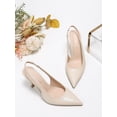 thumbnail image 4 of On feet& in love Women's Faux Leather Pointed Toe Elastic Slingback High Heel Pumps, 4 of 6