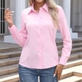thumbnail image 4 of YANGXINX Womens Dress Shirts Long Sleeve Button Down Solid Lapel Collar Tunic Tops Regular Fit Stretch Casual Business Office Work Blouses, 4 of 6