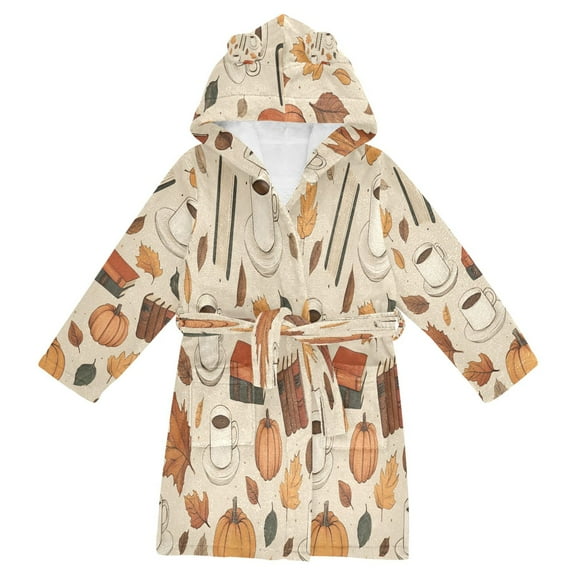 FORMRS Niños Bathrobe Unisex Hooded Robe Soft Plush Pajamas Sleepwear, Size 2-3T, Fall Book