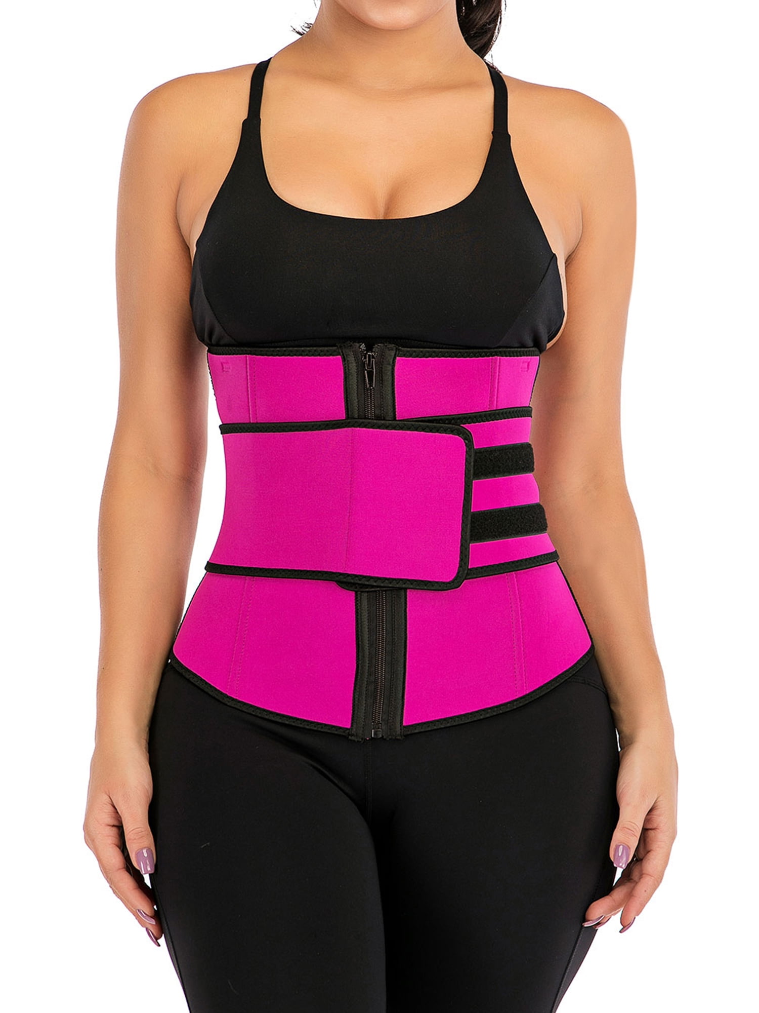 Neoprene Waist Sweat Trainer for Women & Men Weight Loss Pink GROOFOO Waist Trimmer Belt 