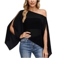 thumbnail image 5 of DDAPJ pyju Womens Sheer Poncho Shrug Elegant Chiffon Shawl One Shoulder Crop Ponchos Going Out Beach Cover Ups Asymmetrical Cape Black XL, 5 of 8
