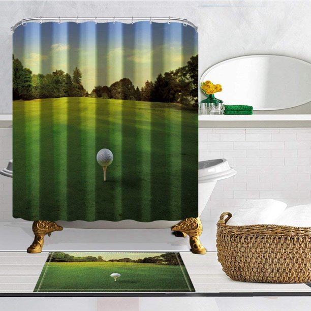 BPBOP Golf in the green lawn Shower Curtain 66x72 inches with Floor