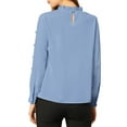 thumbnail image 3 of Allegra K Women's Work Ruffle Trim Neckline Solid Shirt Button Decor Blouse, 3 of 6