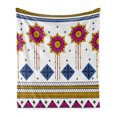 thumbnail image 1 of Tribal Soft Flannel Fleece Throw Blanket, Colored Vector Seamless Pattern with Mayan Inspired Motif Print, Cozy Plush for Indoor and Outdoor Use, 50" x 60", Blue Pale Coffee Fuchsia, by Ambesonne, 1 of 6