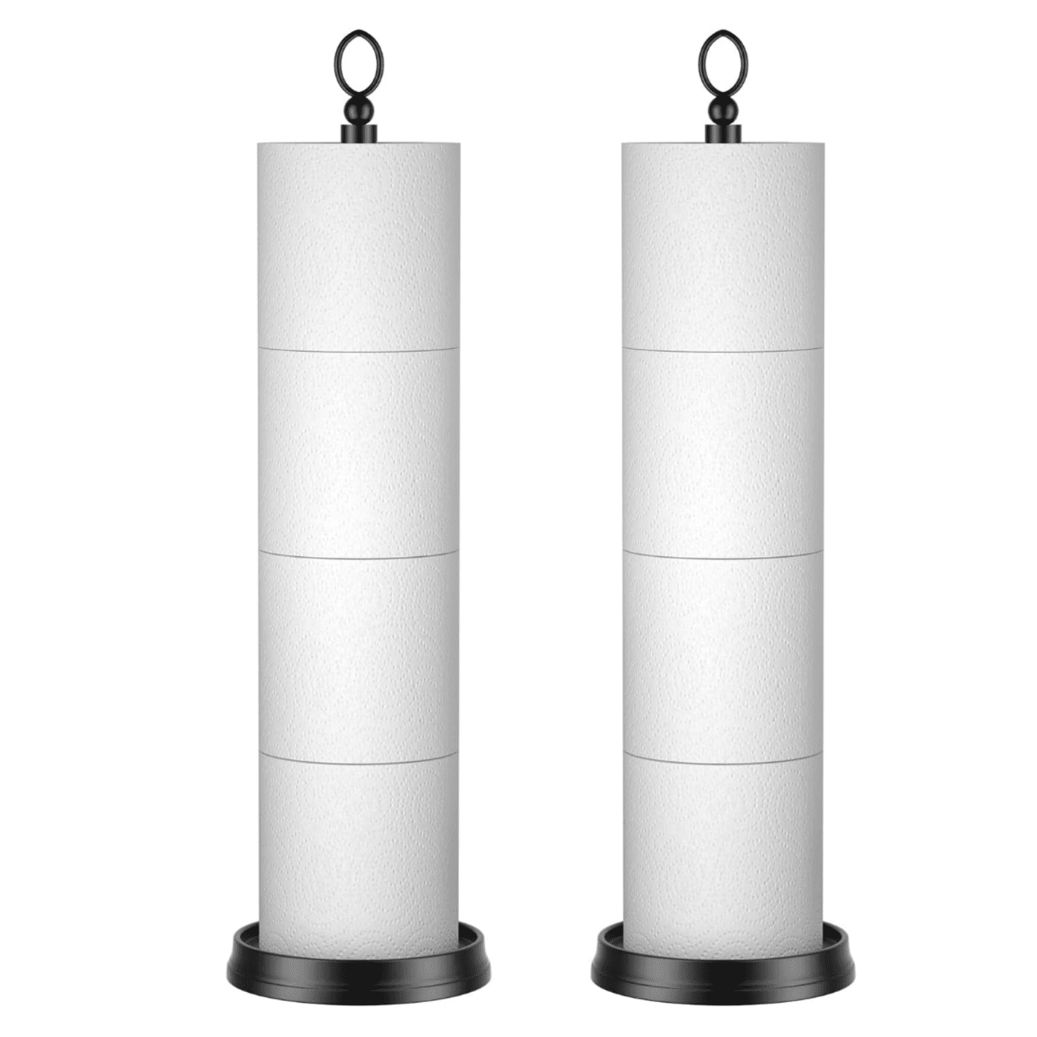 Toilet Paper Holder Stand with Resee Function, Free Standing Toilet Paper Holder for Bathroom, Space Toilet 4 Rolls Toilet Paper Storage 22.5" Height (2 Pack, Matte Black)