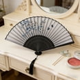 thumbnail image 2 of Paper Fan Decorations Classical Antique Style Folding Fan with Tassel for Stage Props and Wedding, 2 of 7