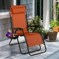 thumbnail image 2 of PRZL Folding Reclining Lounge Chair, Outdoor Zero Gravity Recliner W/Side Tray & Detachable Headrest Pillow, Heavy-Duty Steel Frame, Reclining Folding Chair for Poolside, Backyard (2, Orange), 2 of 10