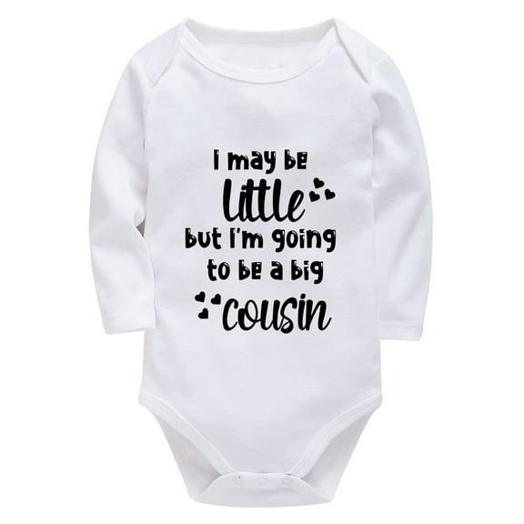 I'm Little But I'm Going To Be A Big Cousin One Piece Baby Boy Outfit Long Sleeve Baby Boy Body Suits White Baby Onesie 3-6