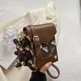 thumbnail image 5 of Bolso pequeño estampado para mujer, de piel sintética, con cadena pequeña, tipo bandolera, color marrón, 5 of 5