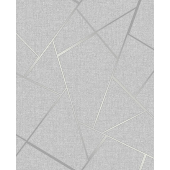 Fine Decor Quartz Silver Fractal Unpasted Expanded Vinyl Wallpaper, 20.5-in by 33-ft, 56.4 sq. ft.