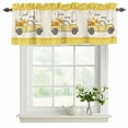 thumbnail image 2 of Bee Truck Valances for Windows, Decorative Rod Pocket Window Valance Curtains, Yellow Honey Daisy Floral Patterned Plaid Short Curtain Drapes for Kitchen/Bathroom/Living Room, 2 Panels, 60" W x 18" L, 2 of 8