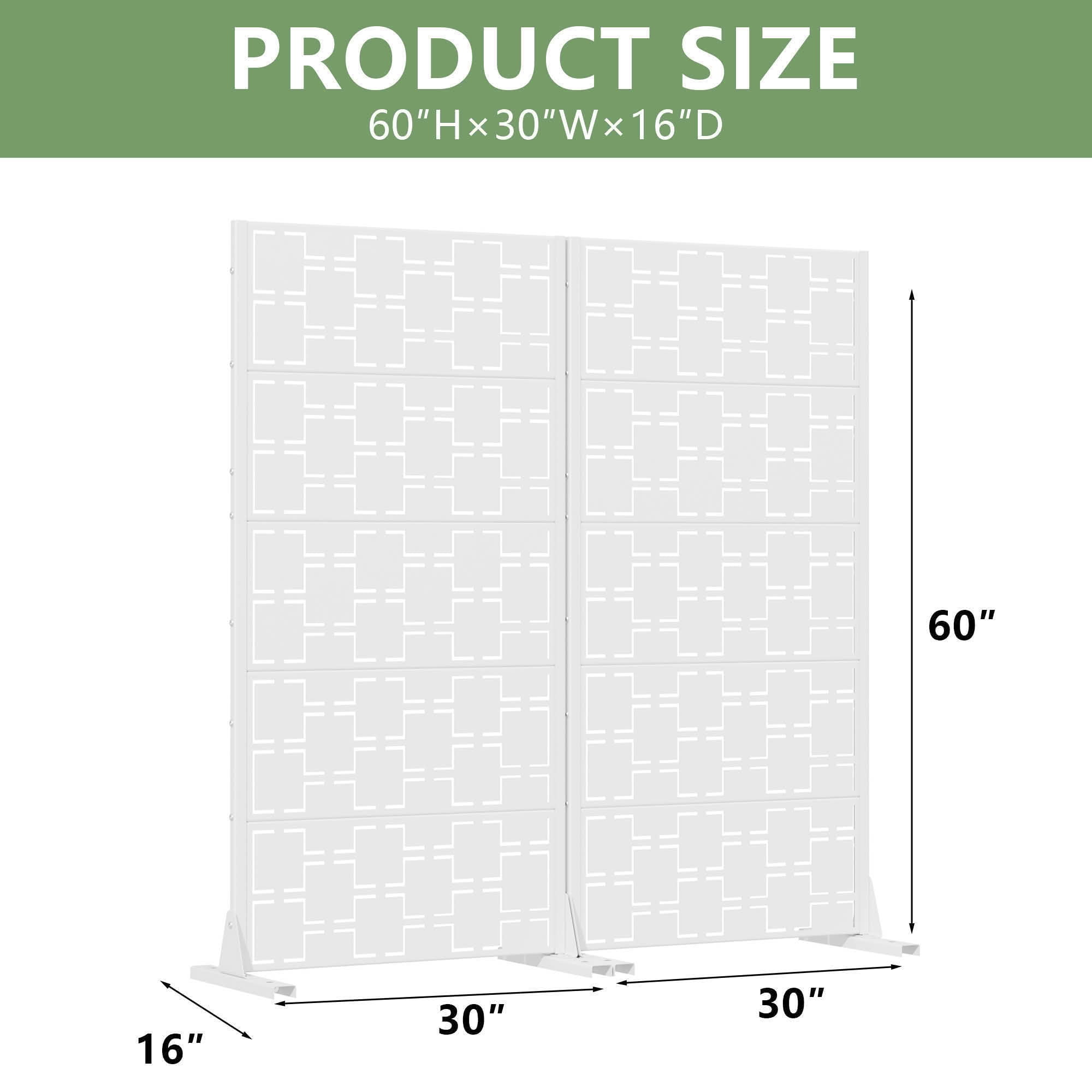 MAYEERTY 59x30 White Double-sided Outdoor Natural Privacy Panel Screen, 5 Piece Set Natural Folding Divider for Backyard and Garden