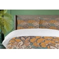 thumbnail image 4 of Ambesonne Floral Duvet Cover Sets, Flowers and Peacock, 2-Queen, Petrol Blue Pale Coffee, 4 of 7